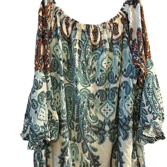 EST. 1946 Plus Size 22 Boho Chic Paisley Off-Shoulder Dress Multicolor - Picture 14 of 16
